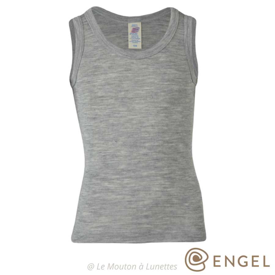 débardeur laine mérinos et soie pour enfant et ado Engel natur bio mixte gris