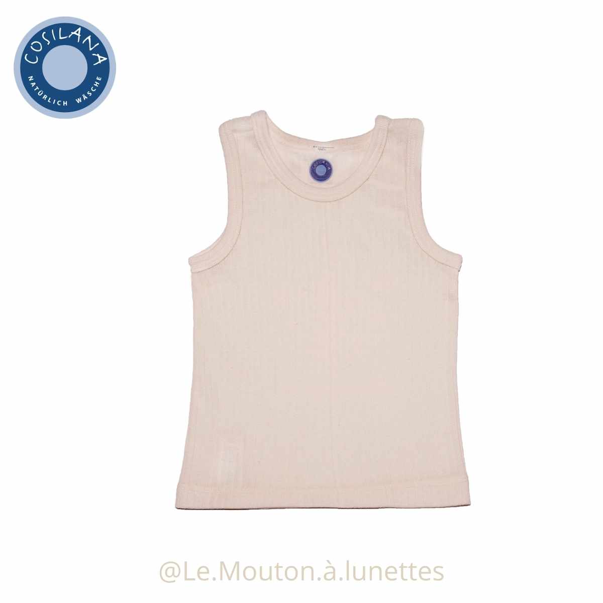 Débardeur enfant en coton laine et soie écru Cosilana