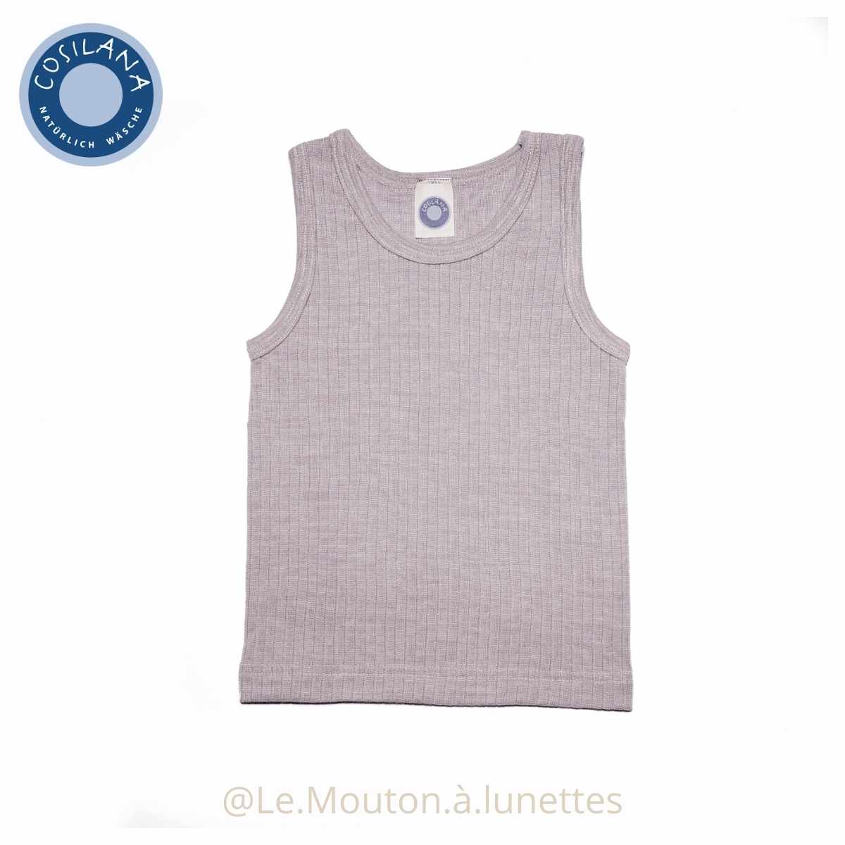 Débardeur enfant en coton laine et soie gris Cosilana