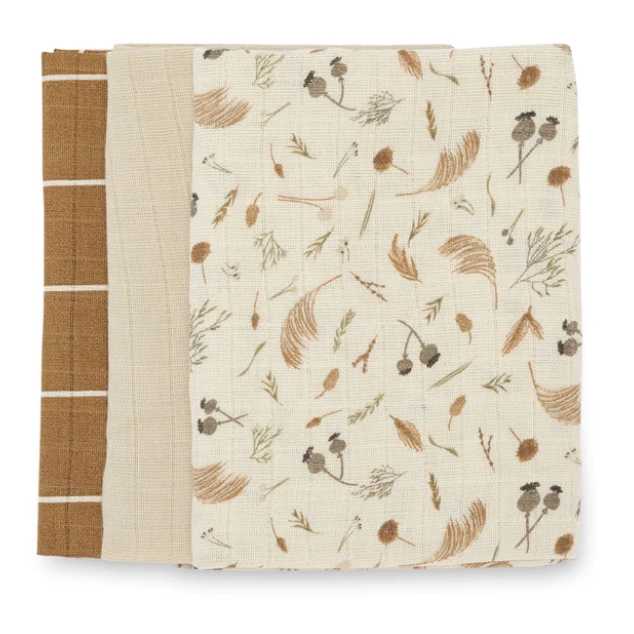 lot de 3 langes coton bio avery row grassland