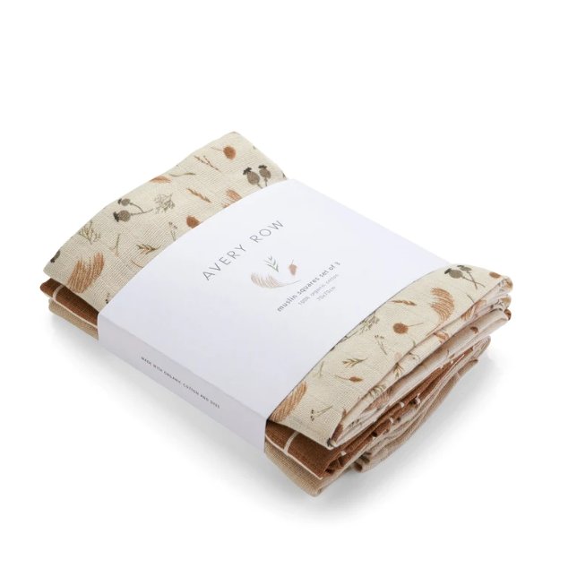 lot de 3 langes coton bio avery row grassland