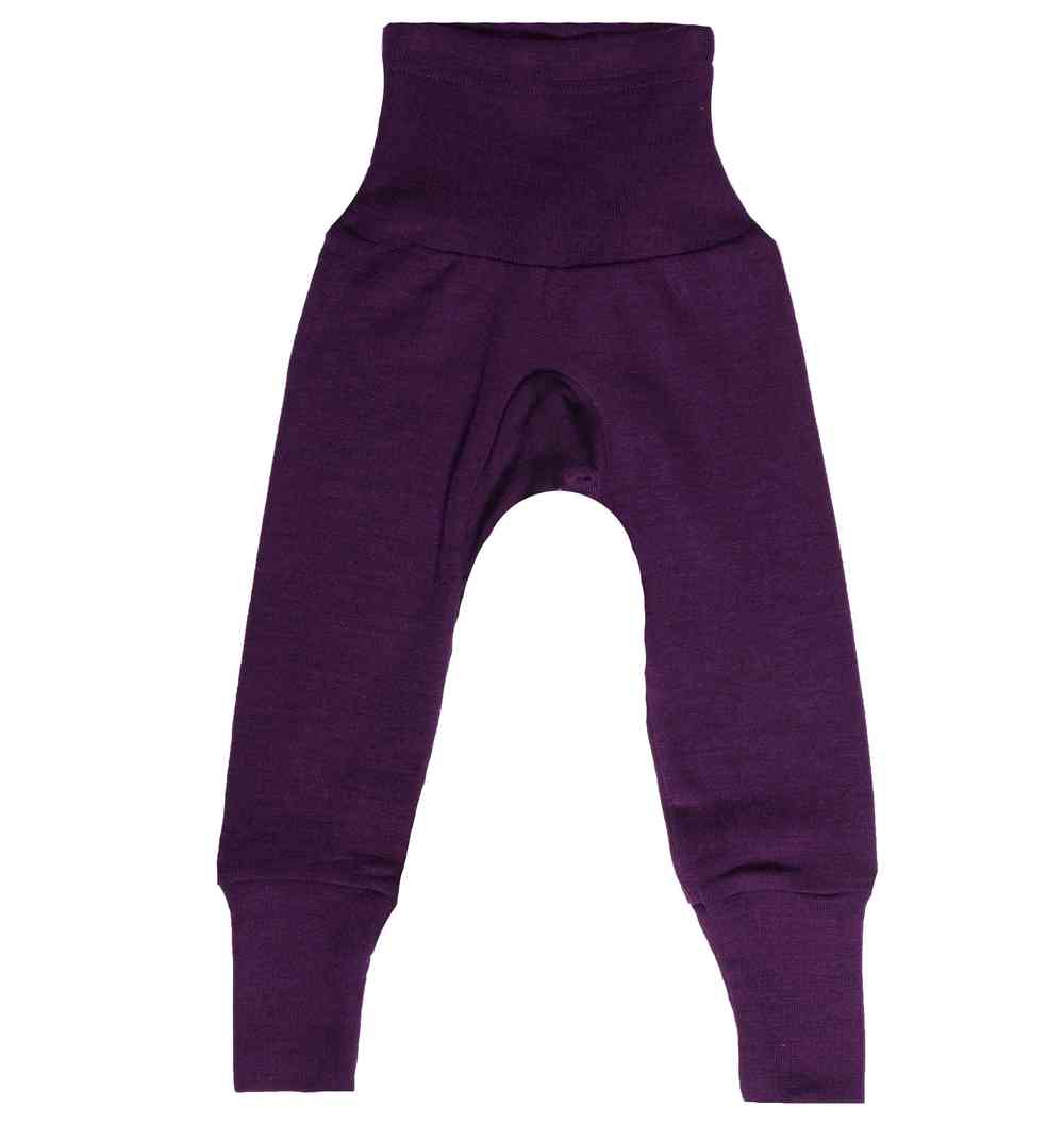 Pantalon bébé évolutif en laine et soie prune cosilana