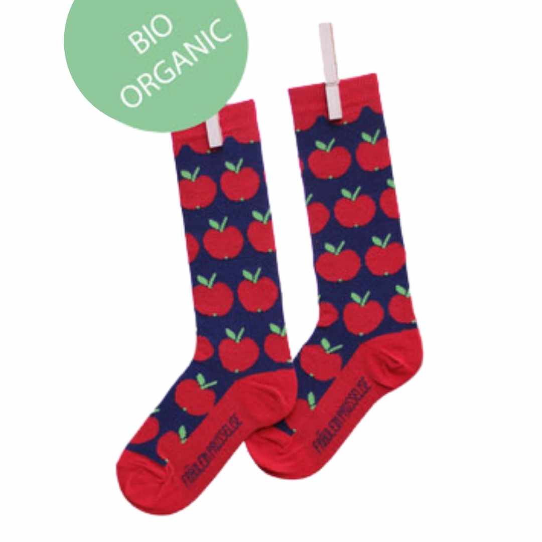 Chaussettes hautes "pommes" en coton bio - pointures 19 à 42 – Fräulein Prusselise