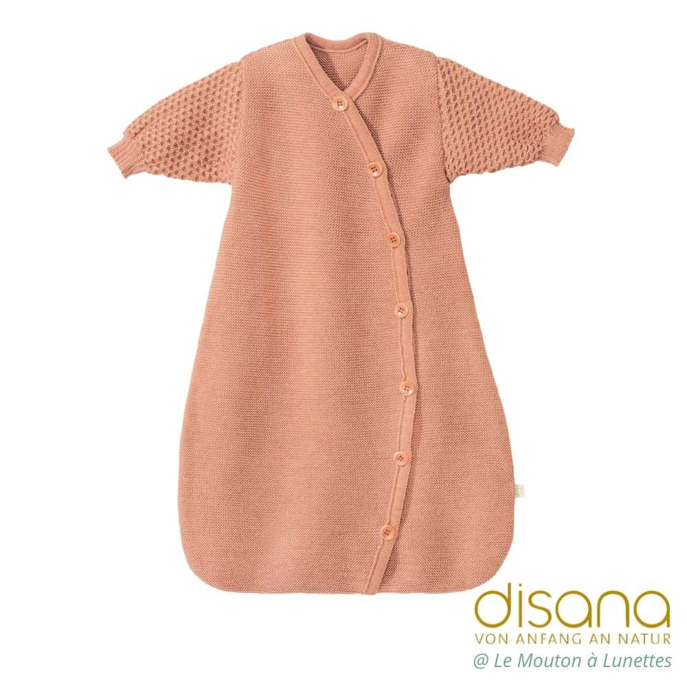 DISANA gigoteuse turbulette bébé tricot laine merinos bio rose