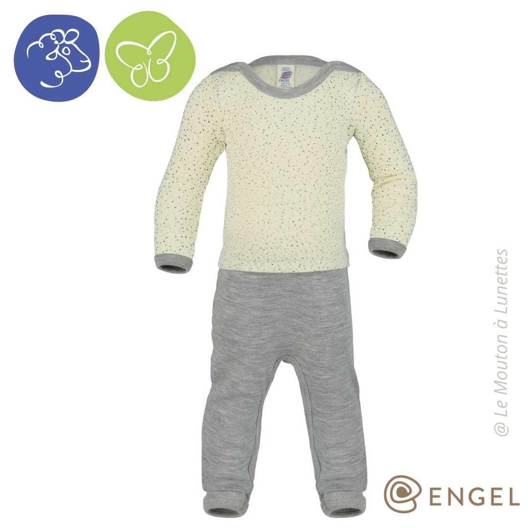 Combinaison bébé en laine et soie avec rabats Engel Natur – Le