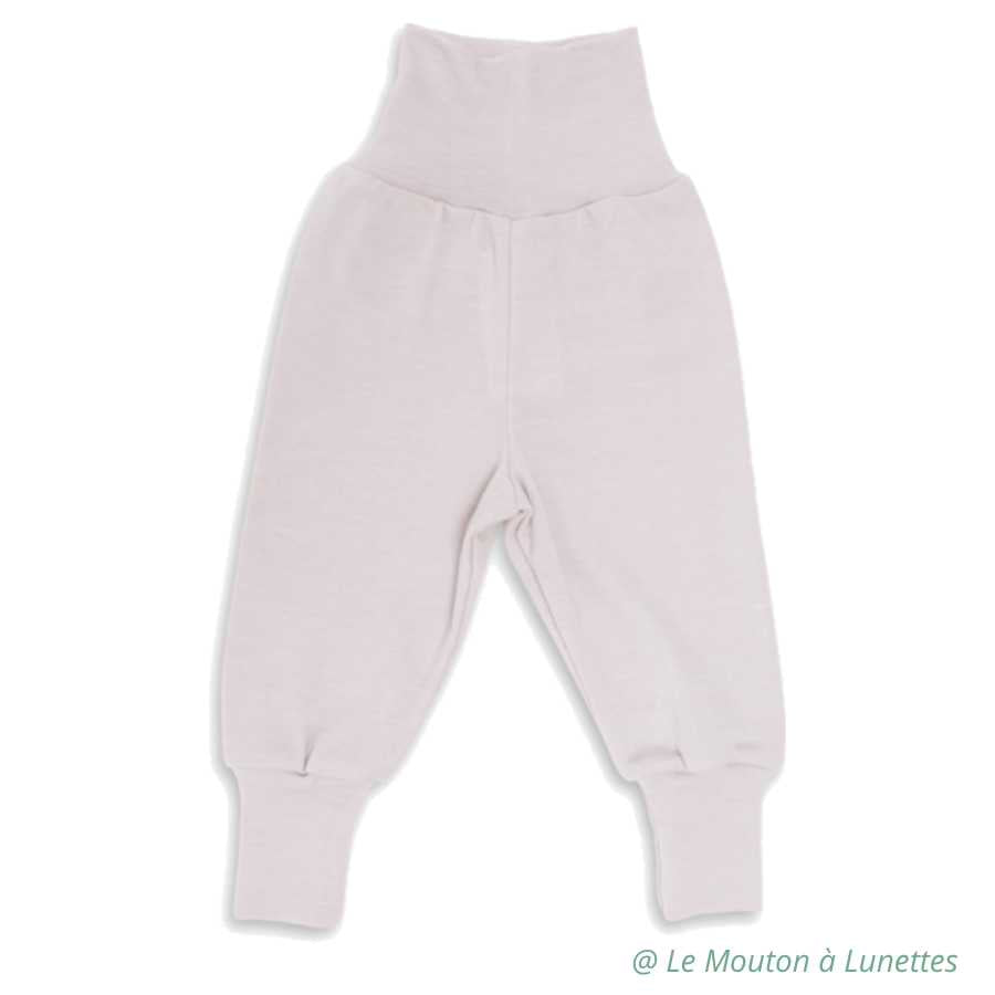 pantalon bébé laine mérinos bio et soie engel natur mauve magnolia
