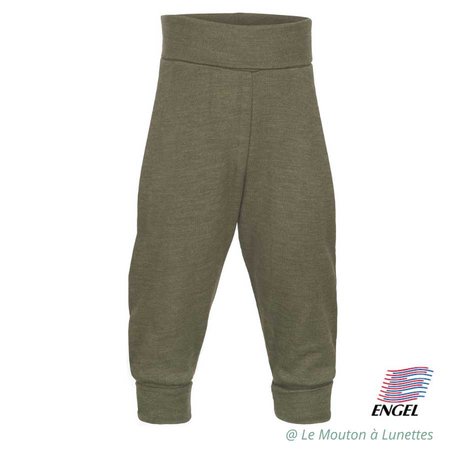 pantalon bébé laine mérinos bio et soie engel natur olive