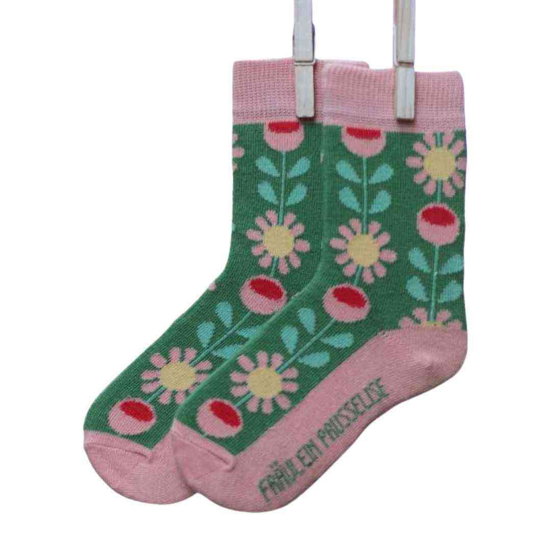 Fraulein-Prusselise_chaussettes-enfants_coton-bio_fleurs