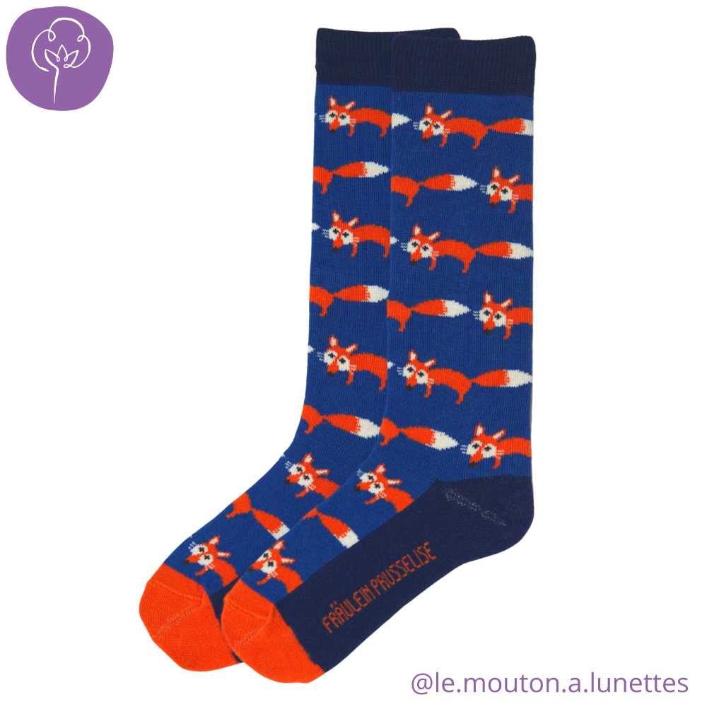 Chaussettes hautes "renards" en coton bio - pointures 19 à 34 - Fräulein Prusselise