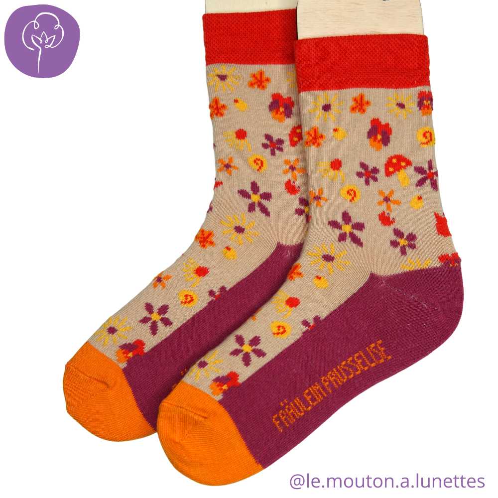 Chaussettes en coton bio "Flower power" - pointures 19 à 34 - Fräulein Prusselise