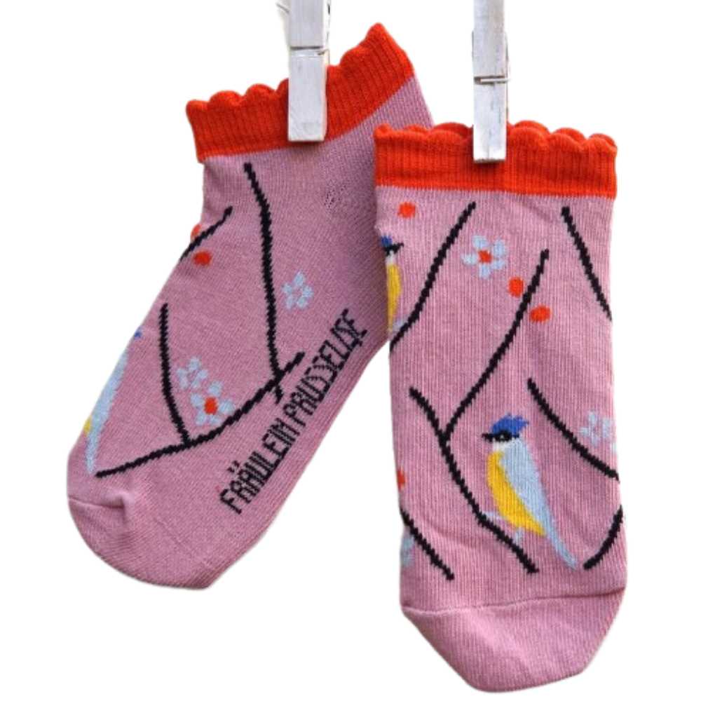 socquettes coton bio motif mésanges fraulein prusselise enfant et adulte
