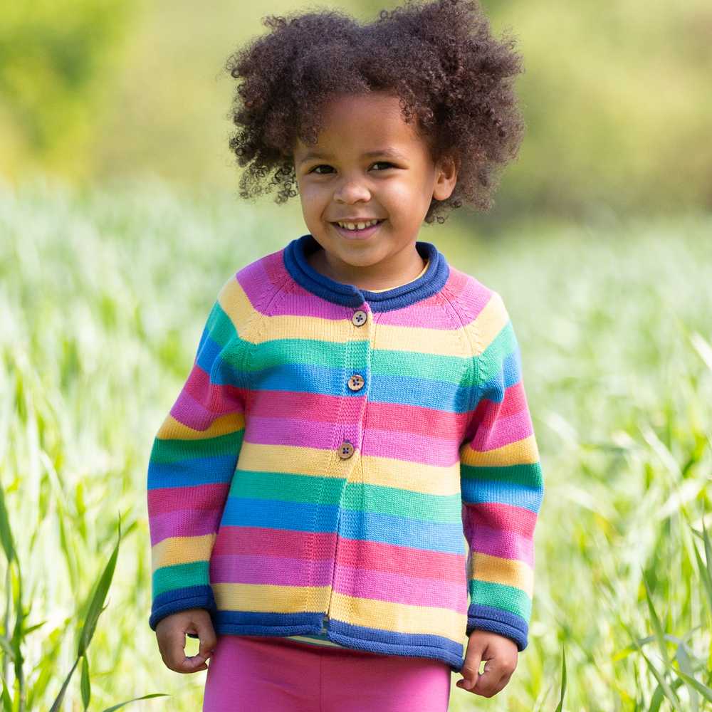 Gilet arc en ciel multicolore en coton bio pour fille Kite clothing