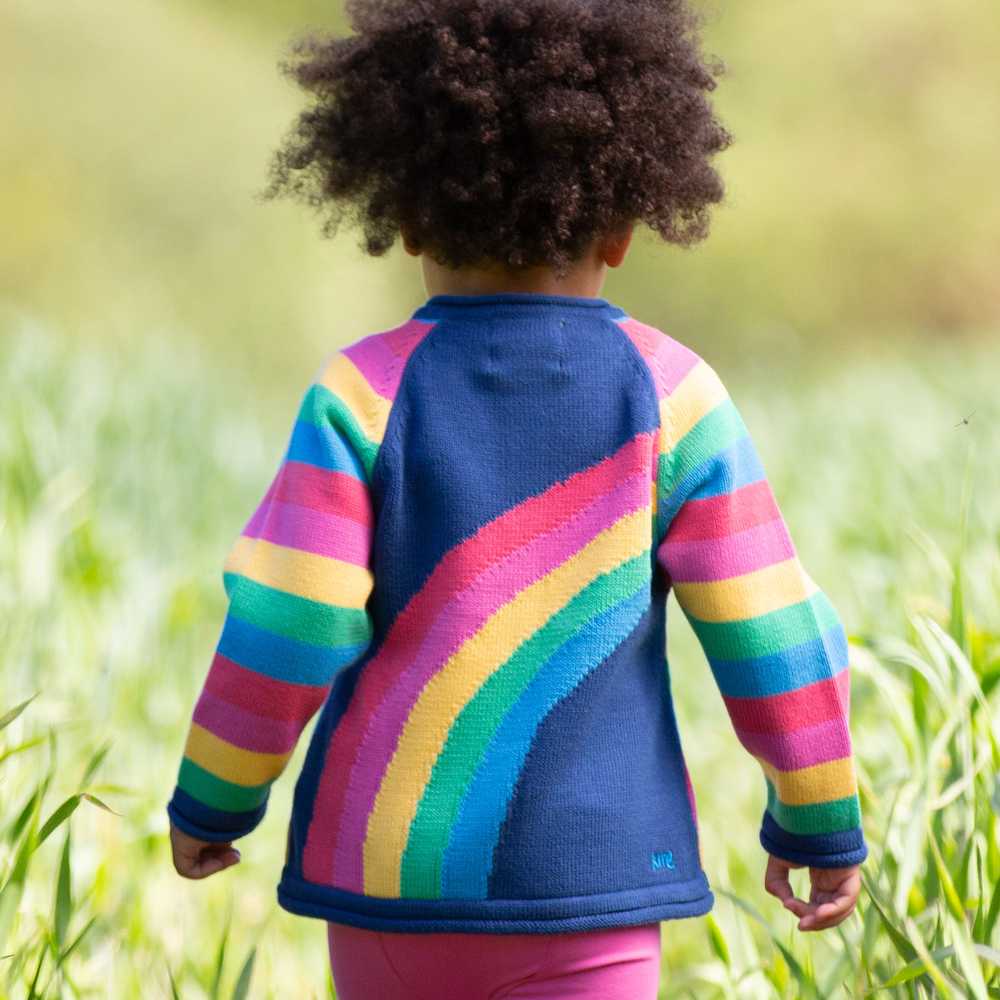 Gilet arc en ciel multicolore en coton bio pour fille Kite clothing