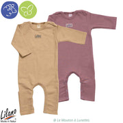 Pyjama en laine et soie avec rabats aux pieds - LILANO