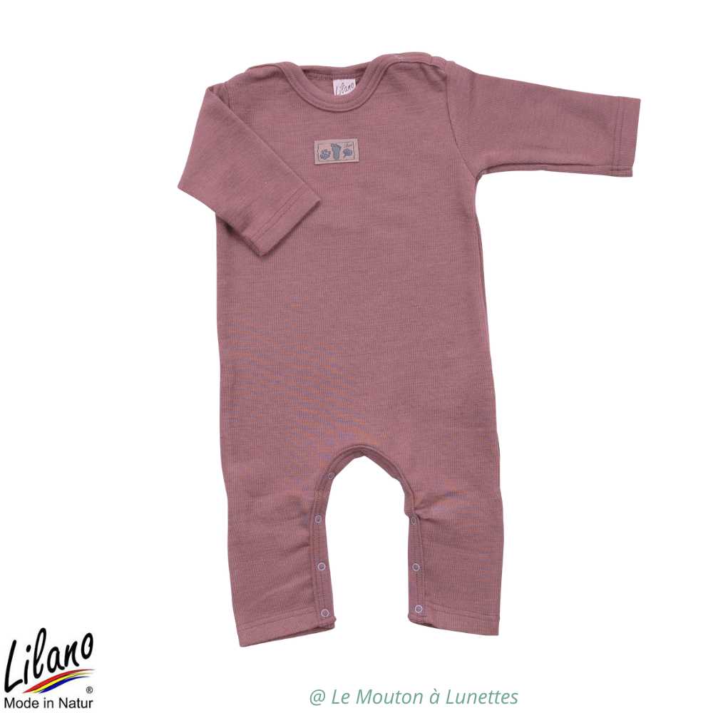 Pyjama en laine et soie avec rabats aux pieds - LILANO