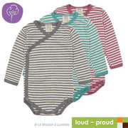 body croisé coton bio naissance bébé loud+proud