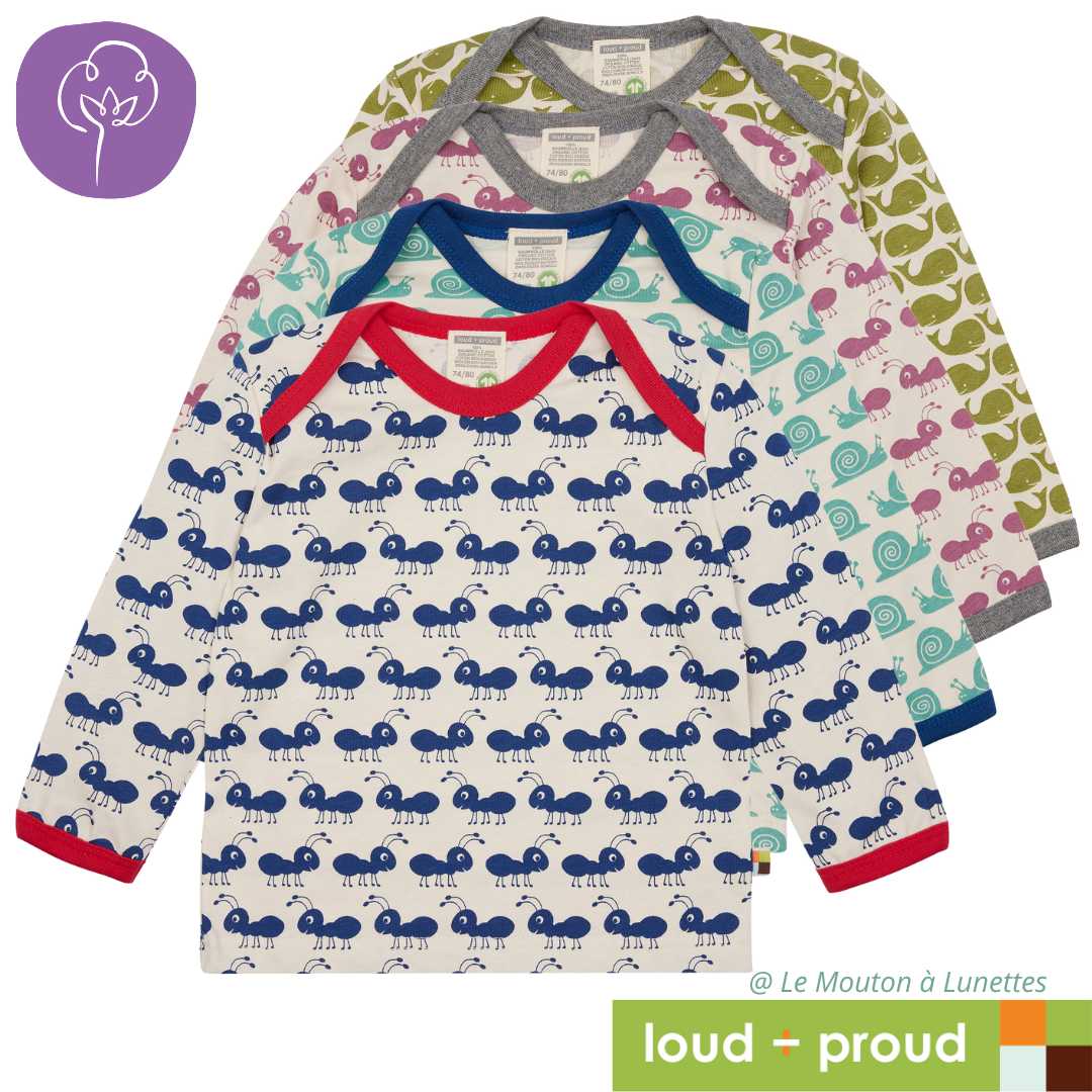 haut manches longues enfant coton bio Loud and Proud motif animaux
