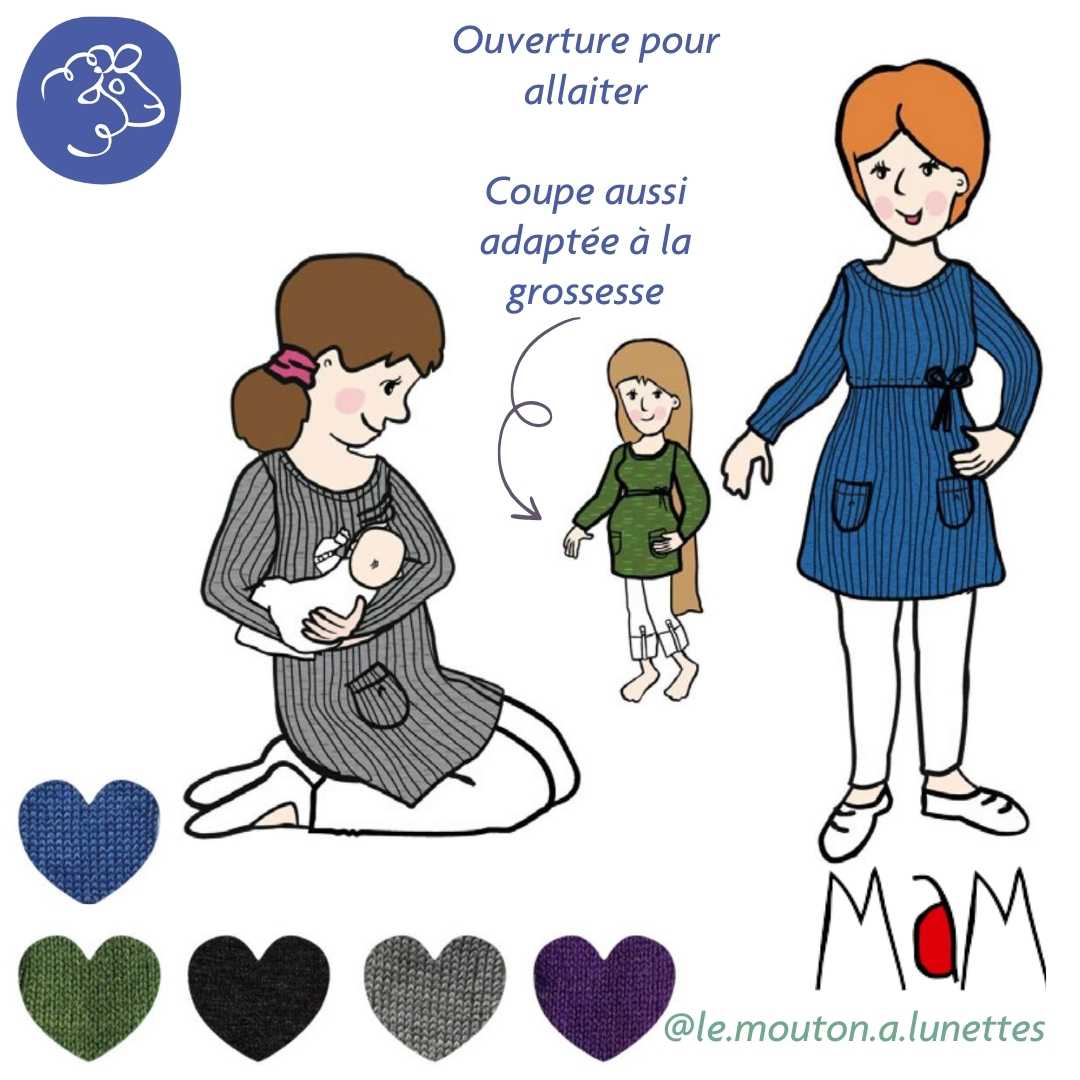 robe tunique laine mérinos femme MaM allaitement grossesse