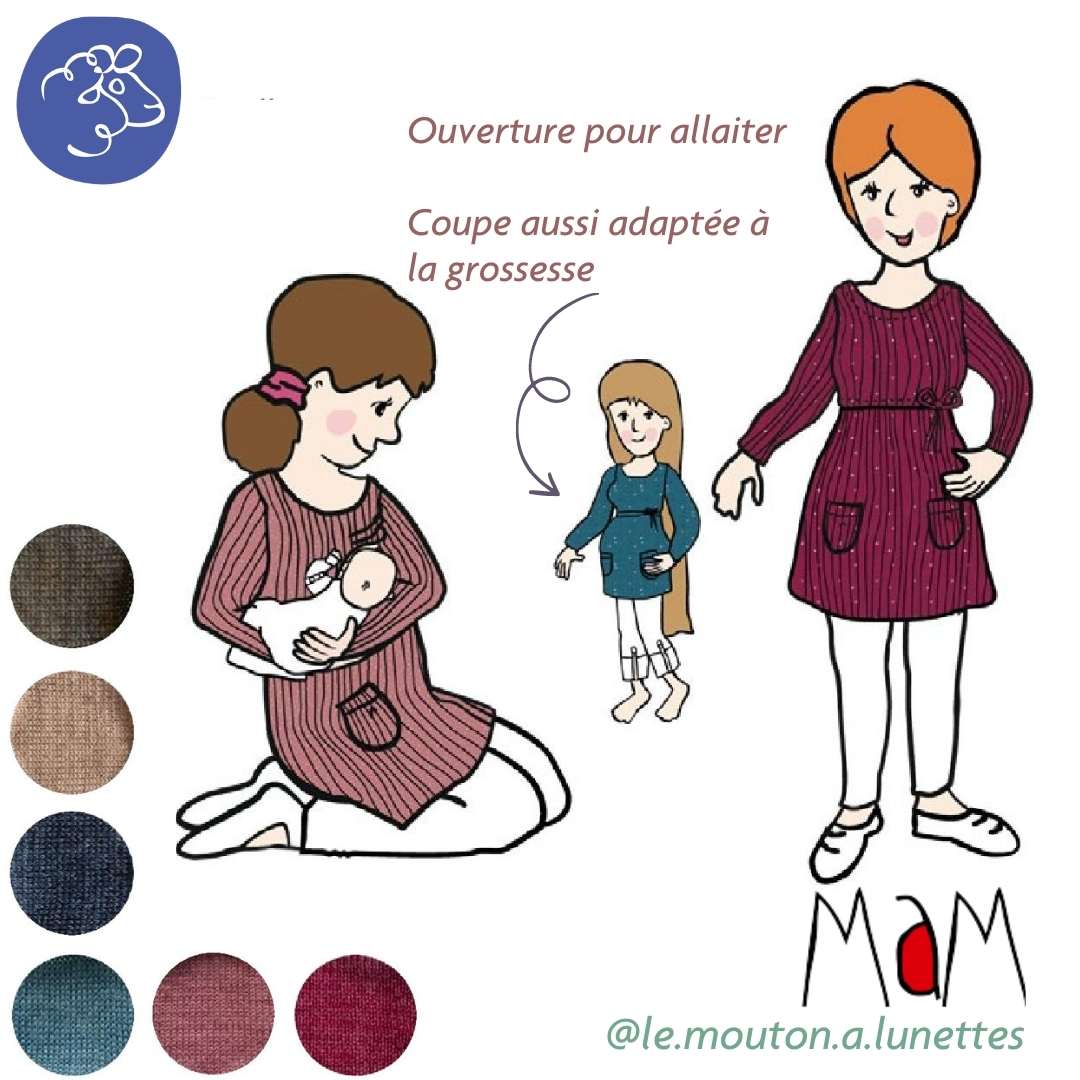robe tunique laine mérinos MaM allaitement et grossesse