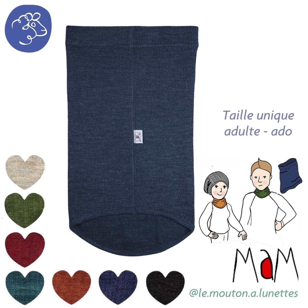 Snood MaM - Tour de cou ado et adulte en laine mérinos - Coloris 2025/26