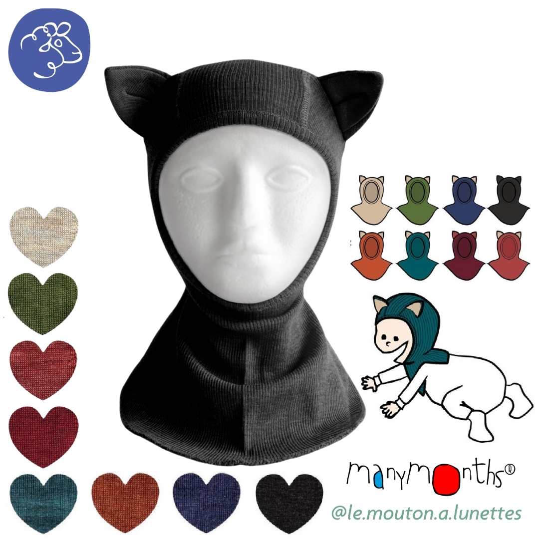 Cagoule chat ManyMonths laine mérinos - Cagoule Kitty évolutive Coloris 2025/26