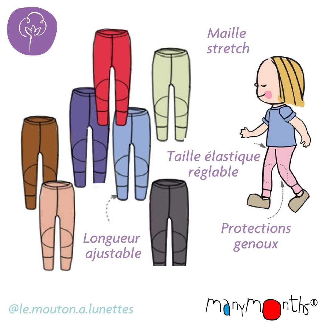 Legging évolutif enfant en coton bio Manymonths