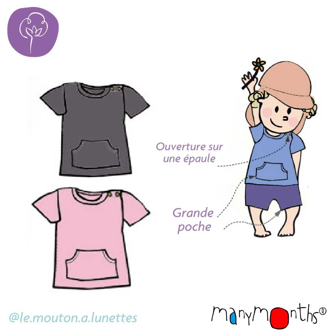 tshirt kangourou coton bio manymonths enfants
