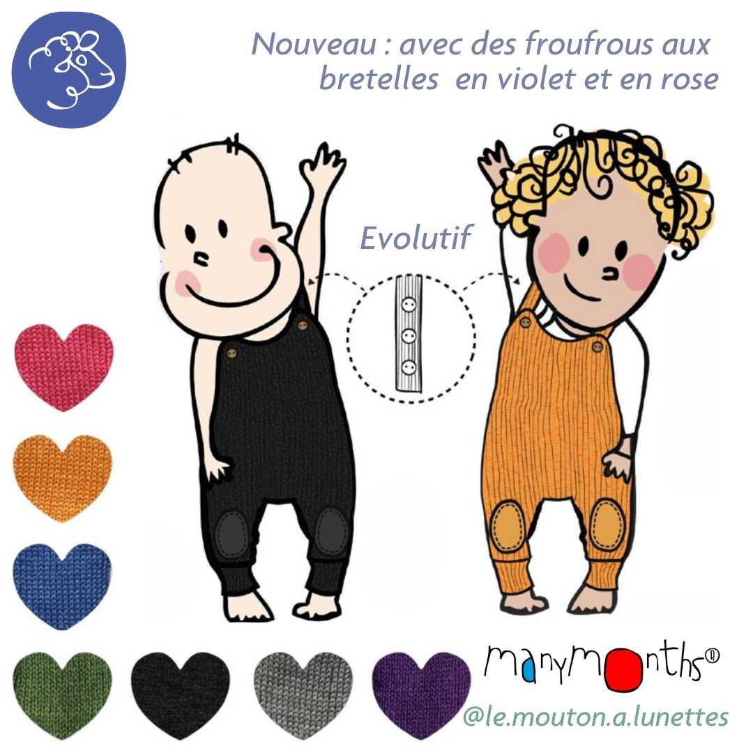 salopette évolutive romper playsuit en laine mérinos manymonths bébé