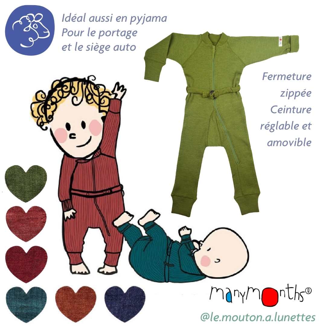 Combinaison Manymonths en laine mérinos pour bébé – Le Mouton à