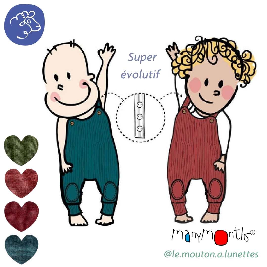 Salopette en laine mérinos pour bébé "Romper playsuit" Manymonths – Coloris 2025/26