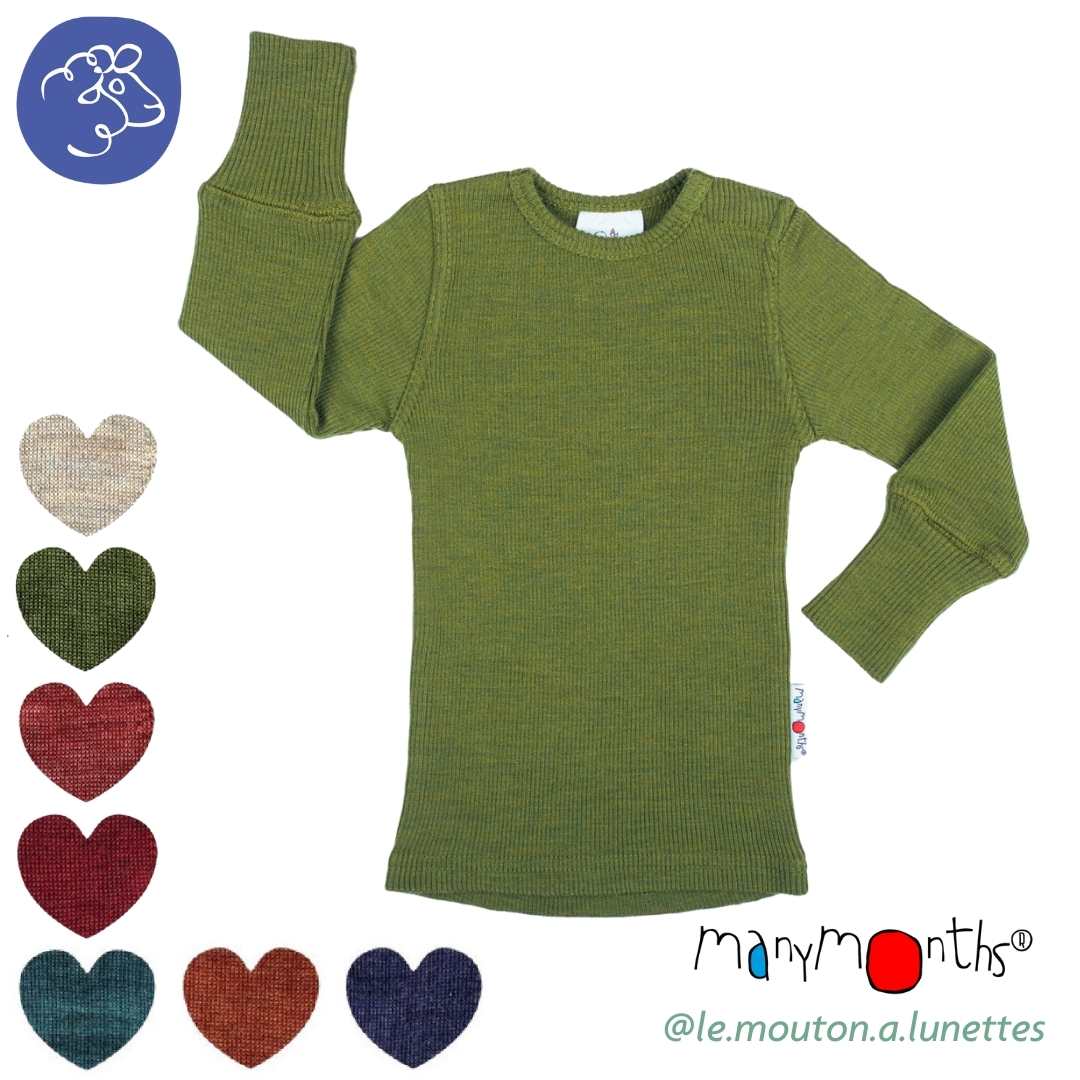 Tricot manches longues en laine mérinos enfant ManyMonths – Coloris 2025/26