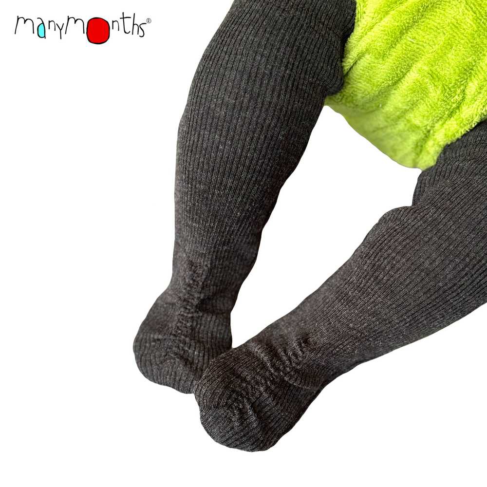 chaussons de portage bébé en laine mérinos baby booties manymonths évolutive noir foggy black