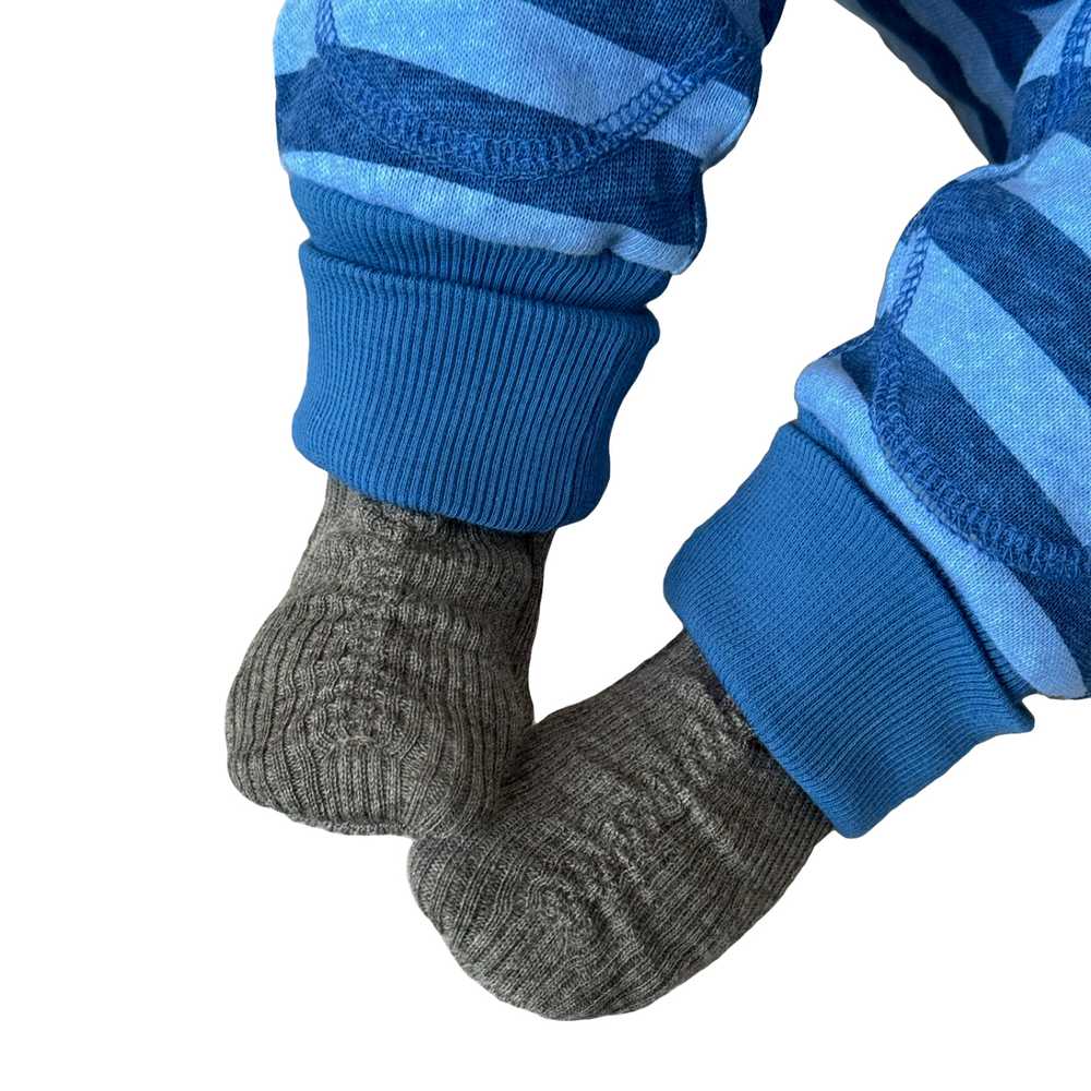 chaussons de portage bébé en laine mérinos baby booties manymonths évolutive gris elephant