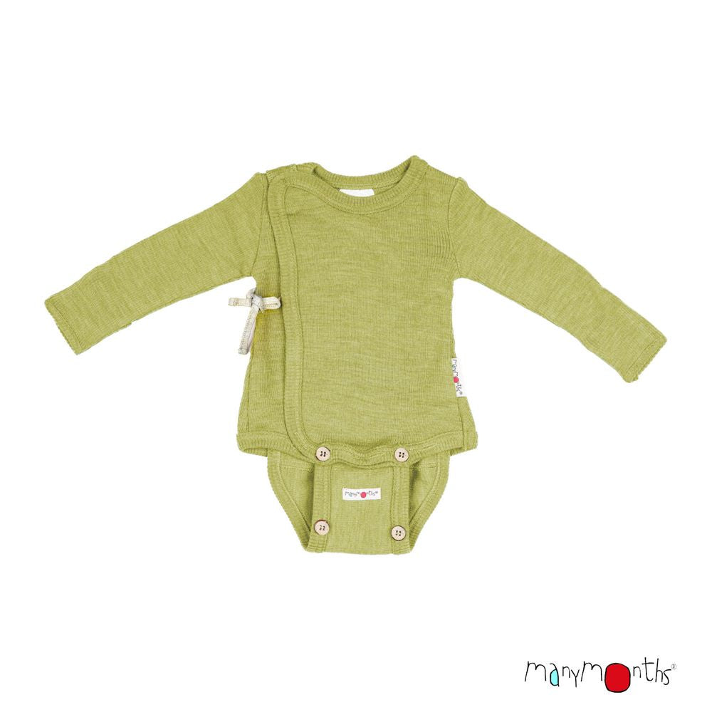 ManyMonths Body Kimono Evolutif laine merinos vert Pea Puree