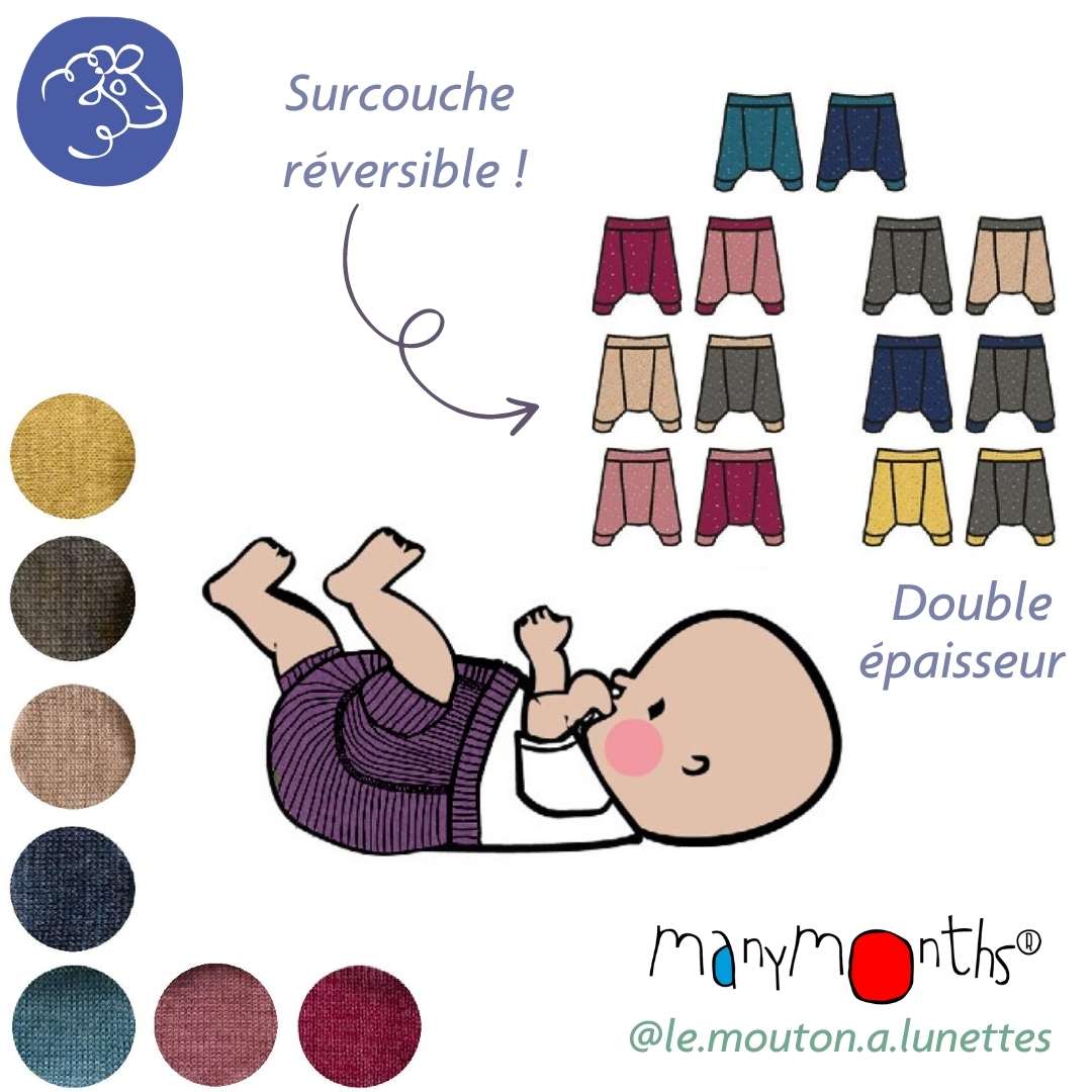 Shorties ManyMonths shorty en laine mérinos bébé surcouche lavable