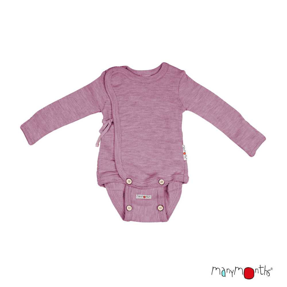 Body kimono évolutif en laine mérinos Manymonths rose vintage
