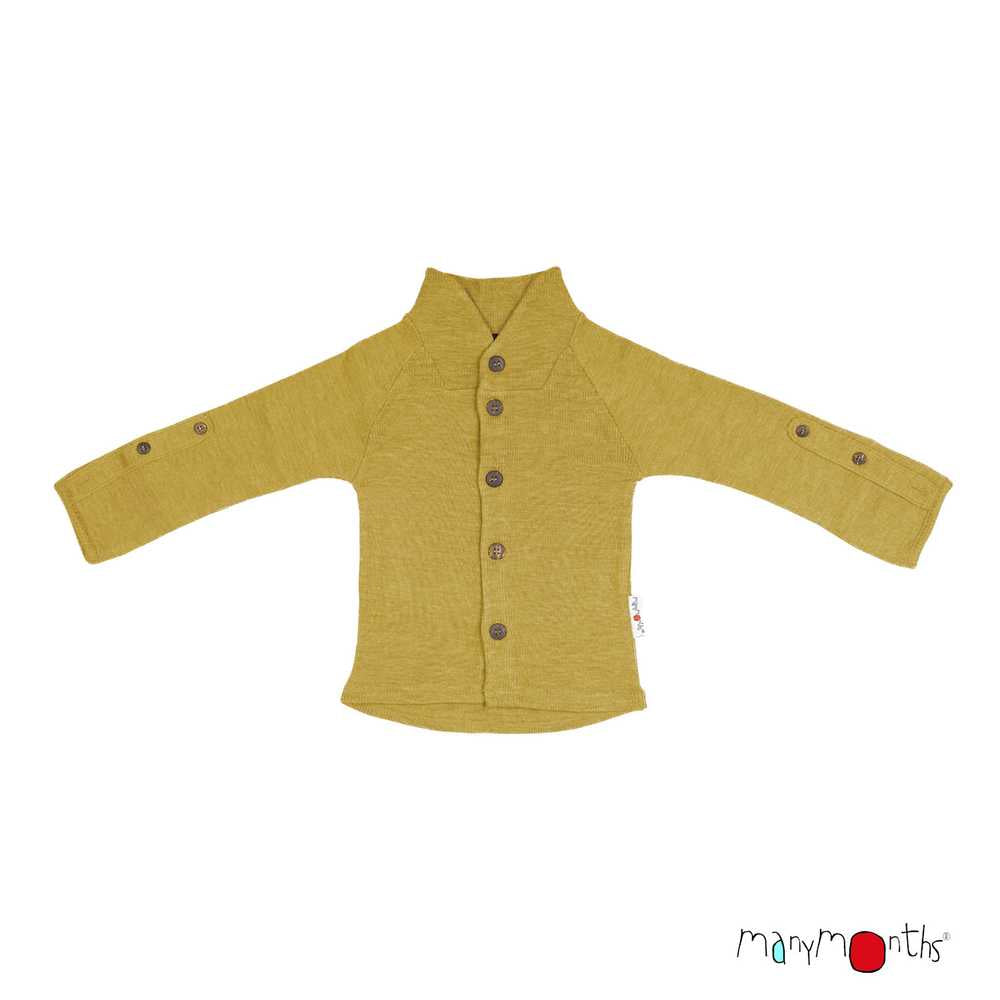 cardigan col montant manymonths en laine mérinos enfant jaune axolotl