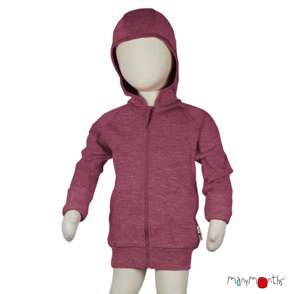 gilet à capuche manymonths hooded zip cardigan enfant laine mérinos