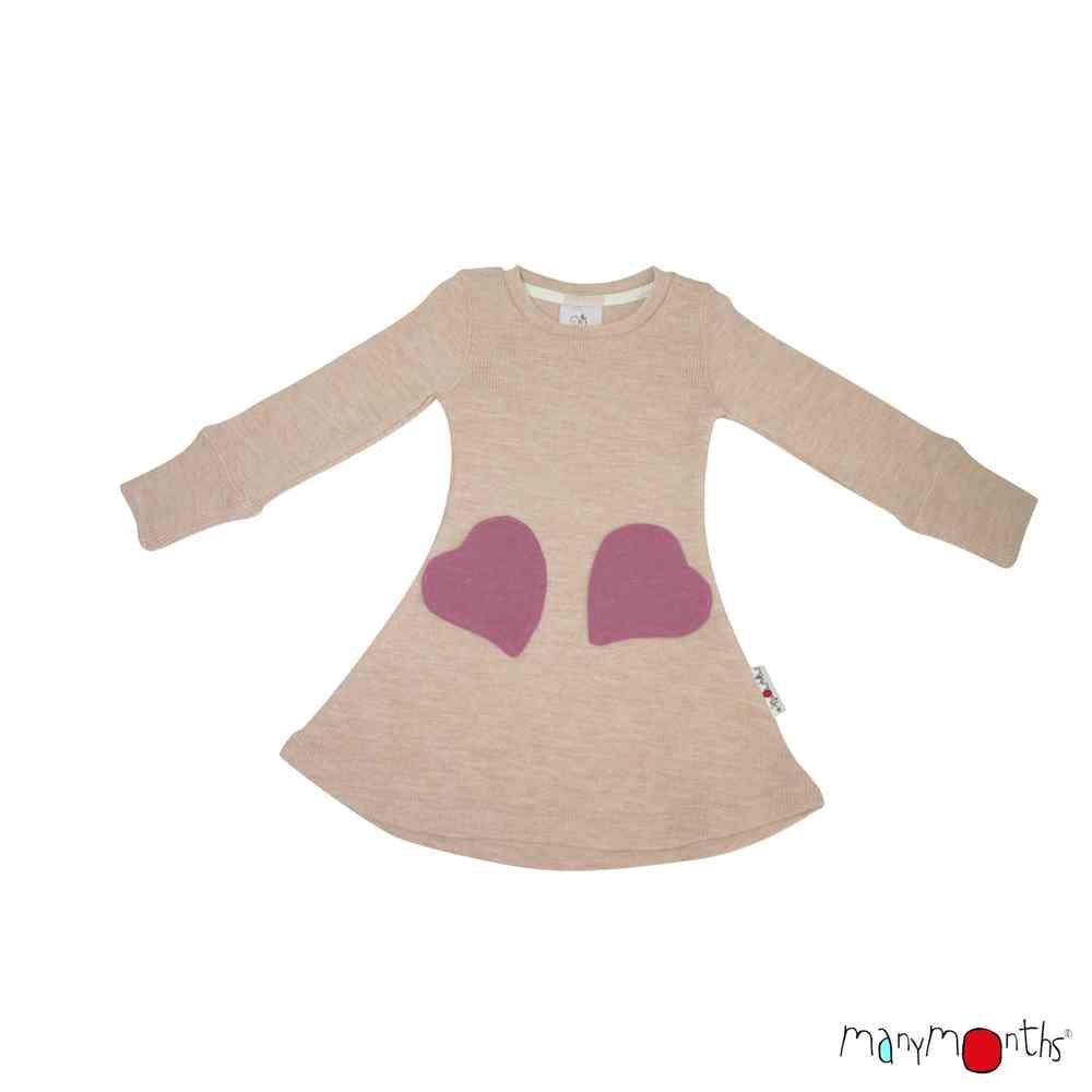 ManyMonths robe poche coeurs laine merinos terre cuite heart pockets dress coconut