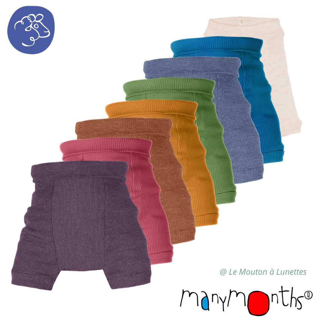 Shorties Woollies ManyMonths shorty surcouche bébé évolutif en laine mérinos couleurs 2022 2023