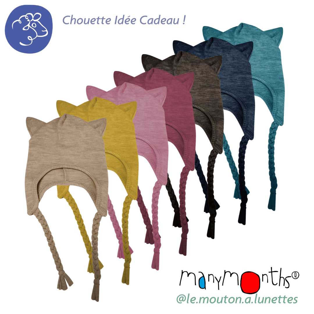 Bonnet chat en laine pour enfant Kitty beanie manymonths