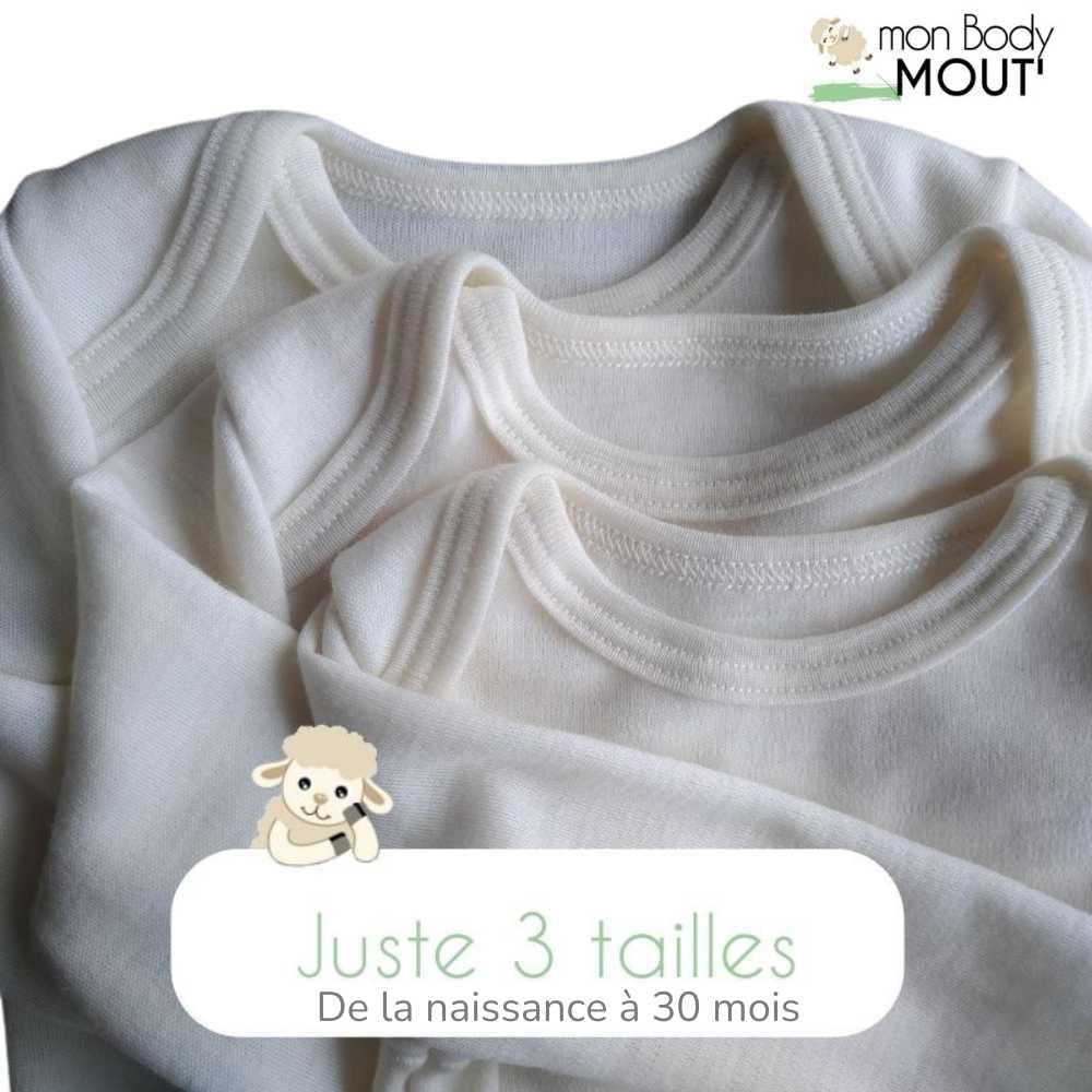 body évolutif en laine mérinos made in France Ma Couche durable