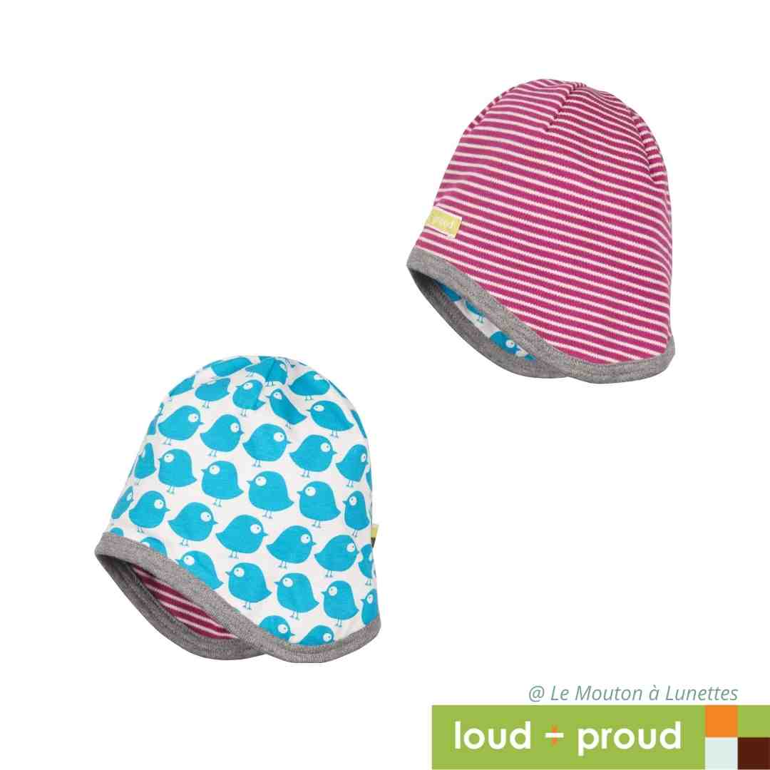 Bonnet réversible en coton bio - Loud and Proud