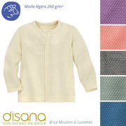 Cardigan laine mérinos fine maille fantaisie - DISANA