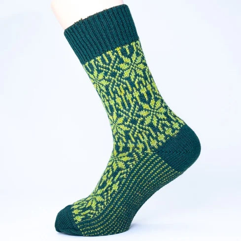 chaussettes pure laine adulte hirsch natur modèle norvégien vert sapin chaussettes de ski