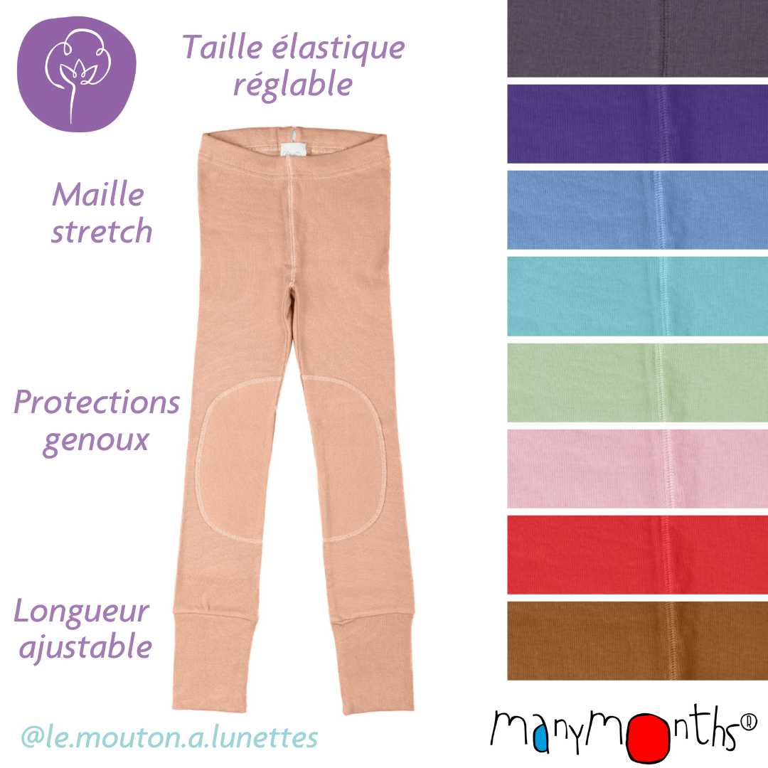 Legging évolutif enfant en coton bio Manymonths
