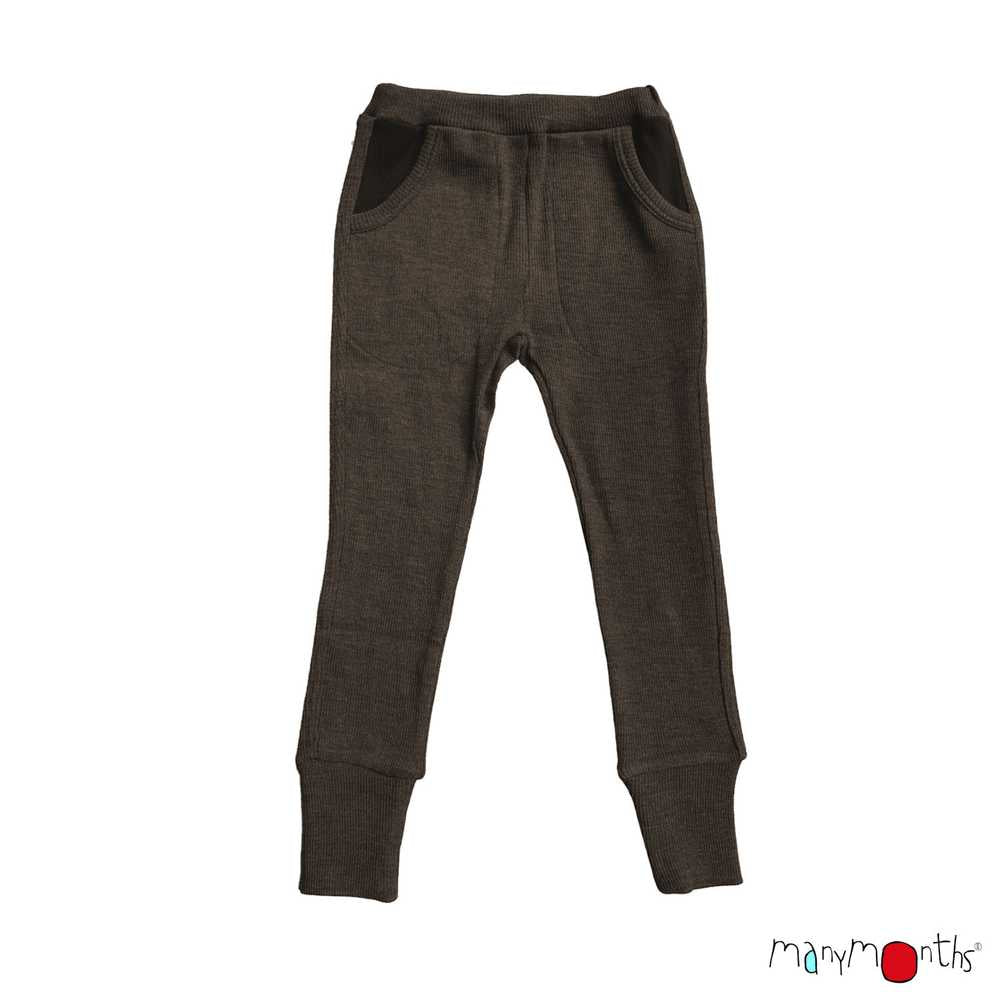 pantalon joggers enfant evolutif manymonths en laine mérinos brun hippopotamus