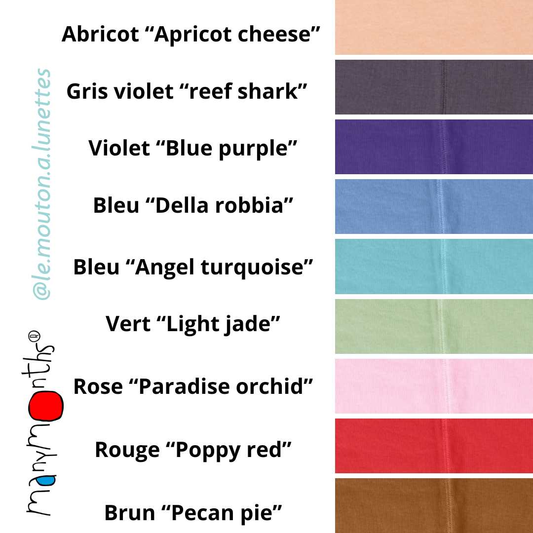 manymonths chanvre et coton bio palette de couleurs