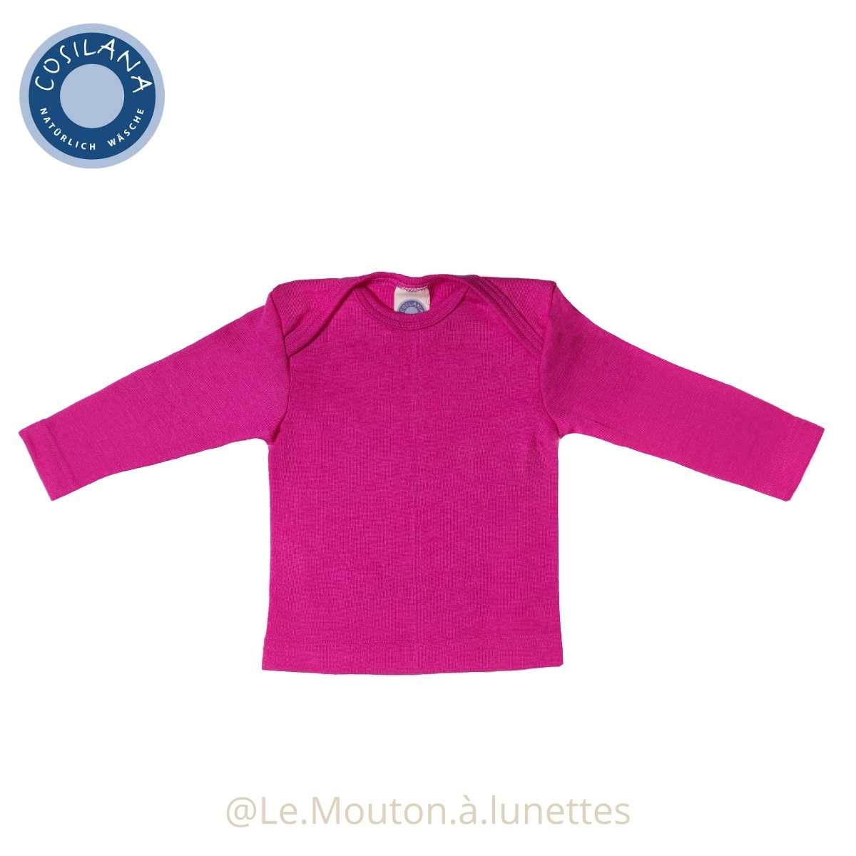 T-shirt bébé en laine et soie rose cosilana