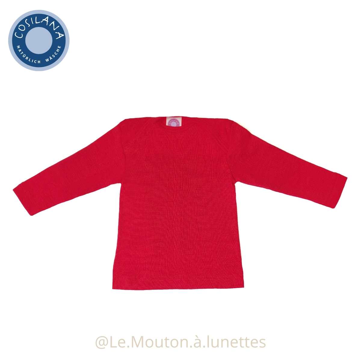 T-shirt bébé en laine et soie rouge cosilana